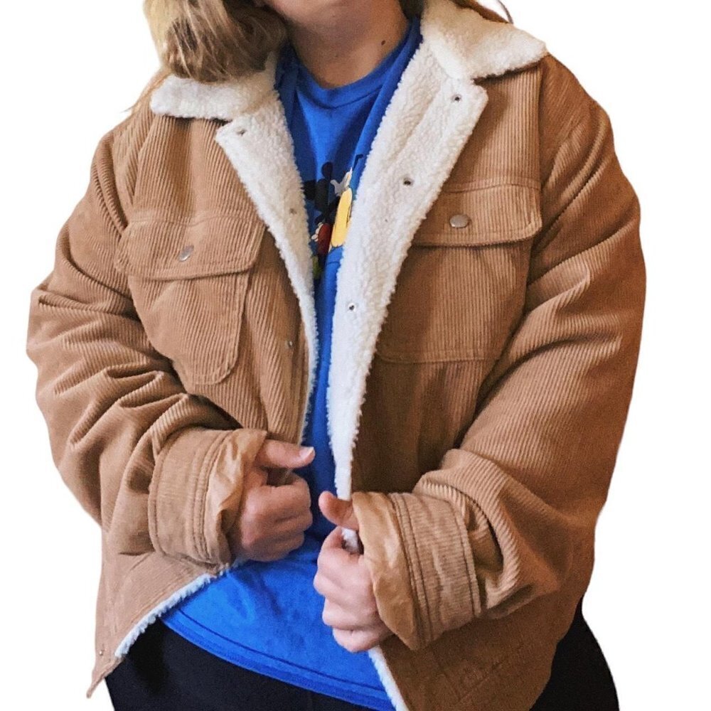 BDG Sand Corduroy Sherpa Jacket Urban Outfitters Size XL